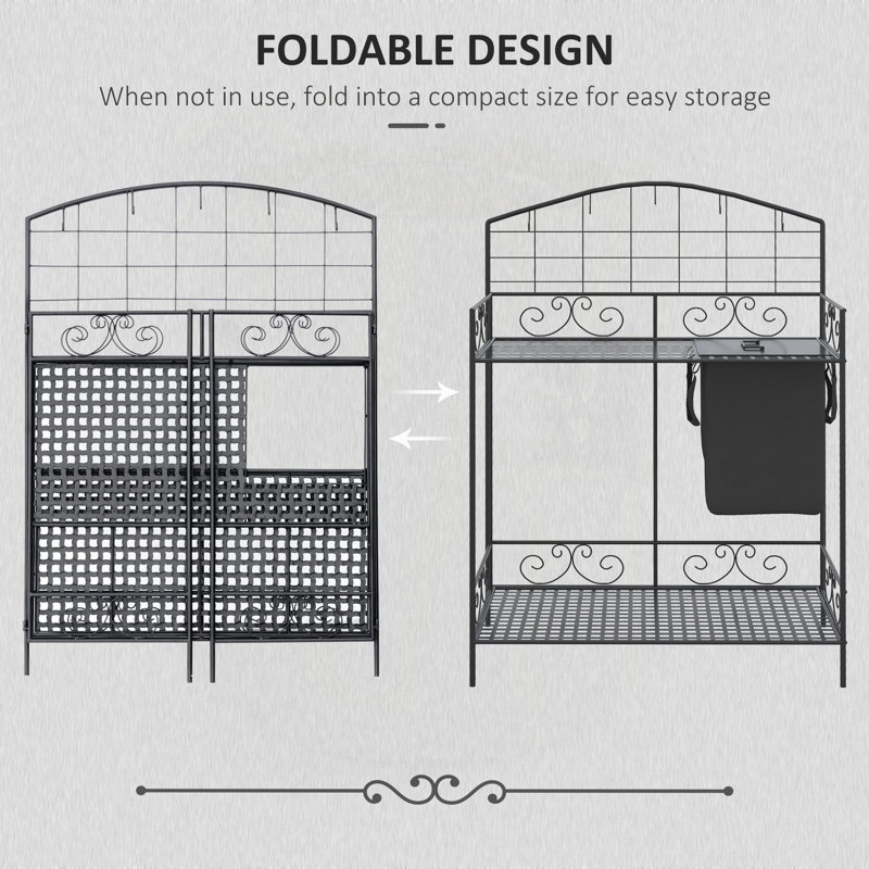 Versatile Folding Garden Workbench with Multiple Functionalities for Outdoor Use