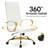 Humairaa Leather Office Chair – Executive Task Chair with Swivel, Adjustable Height & Gold Base for Home Office or Conference Room-325982890
