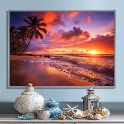 «Beach Photo Sunset Serenade IV - Coastal Beach», reproduction d'art sur toile