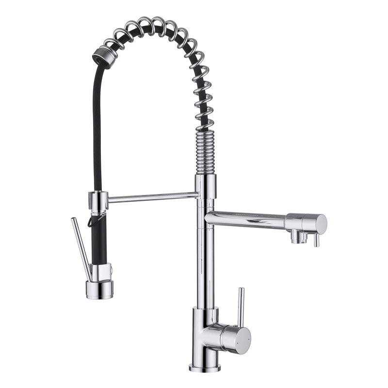 24.8" Modern 2-Function Single Handle Pull Down Kitchen Faucet With Pot Filler, Chrome