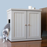 The Refined Litter Box - Wood Cat Litter Box Enclosure Cabinet with Drawer, Cottage Style