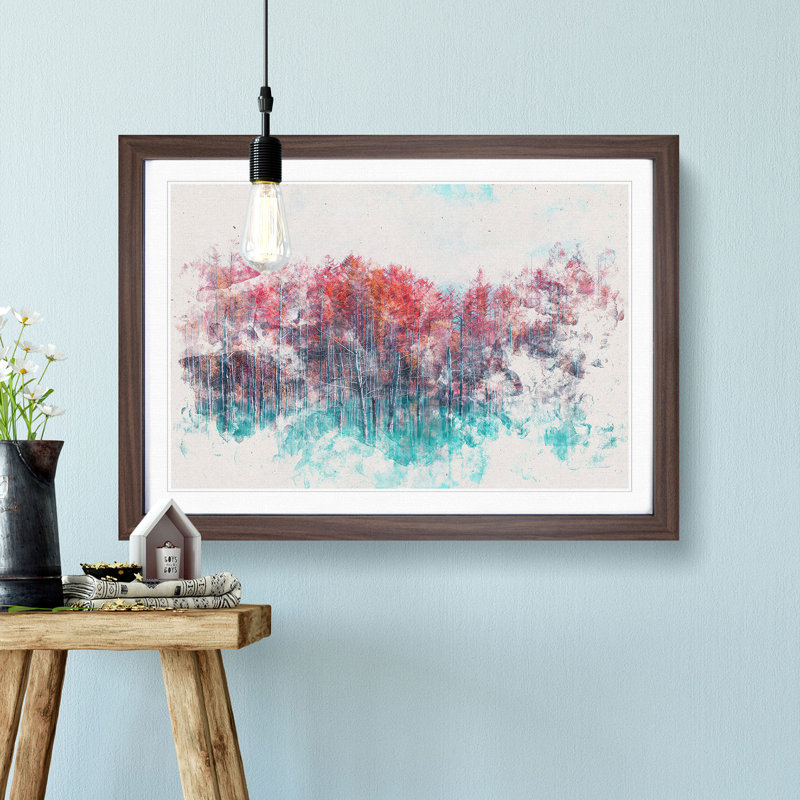 Blue Pond in Hokkaido Japan - Picture Frame Graphic Art Print, Walnut Framed, 36cm H x 48cm W x 2cm D
