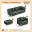 Canapé modulaire Chesterfield avec similicuir capitonné à boutons et repose-pieds-2072016462