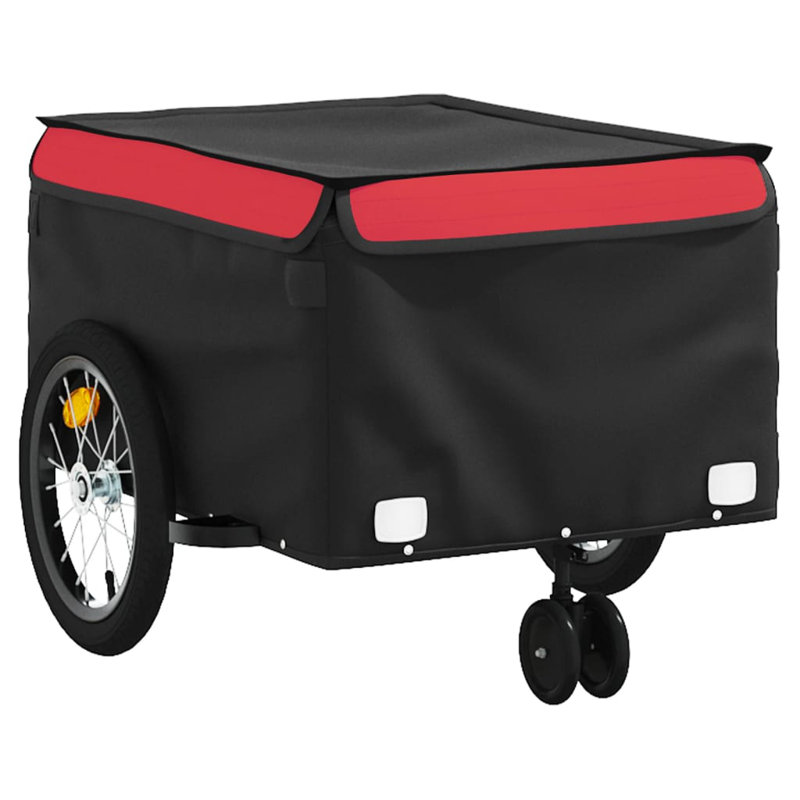 Red and Black Iron Bicycle Cargo Trailer with Tow Bar