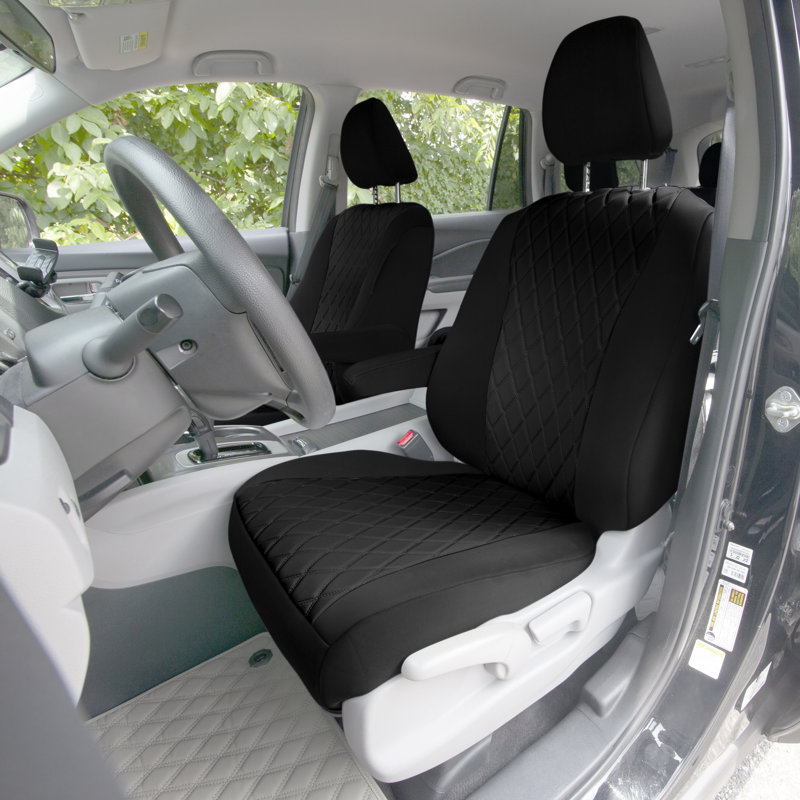 Neoprene Car Seat Covers Full Set Custom Fit for 2016 to 2022 Honda Pilot, Black