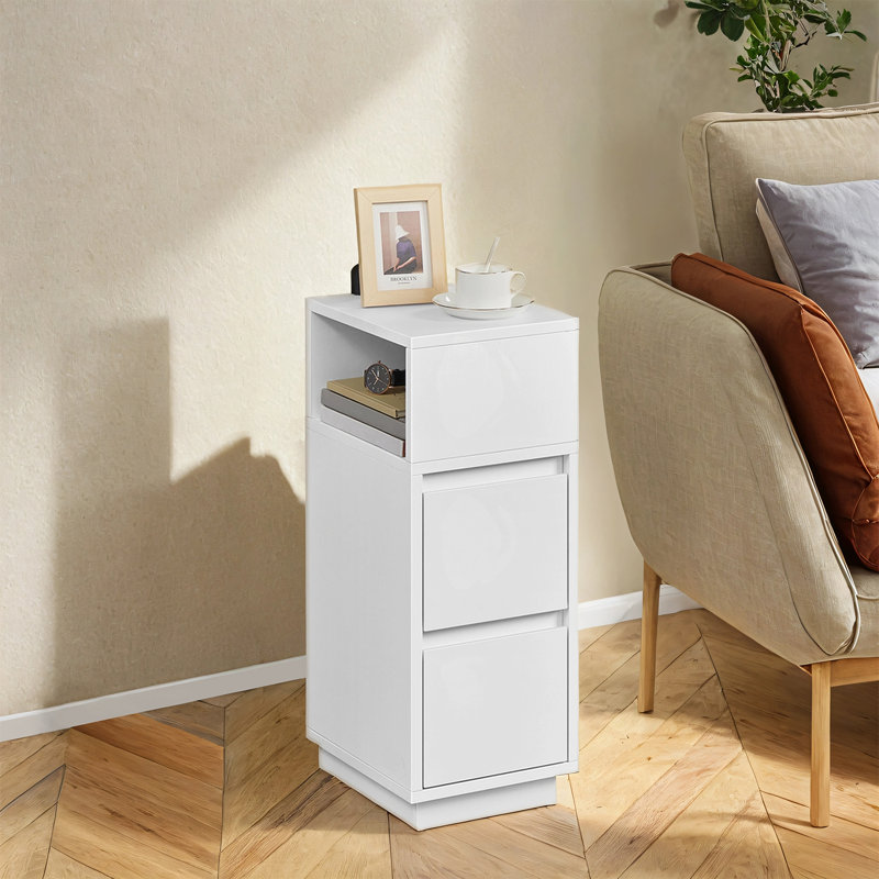 Arcolia 25cm W Manufactured Wood Bedside Table, White