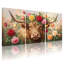 Ensemble de 3 tableaux muraux sur toile tendue représentant un taureau et une couronne de roses-477731386