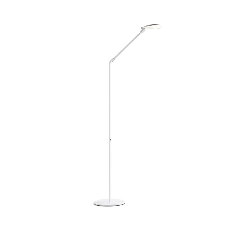 Matte White Adjustable LED Swing Arm Floor Lamp with USB