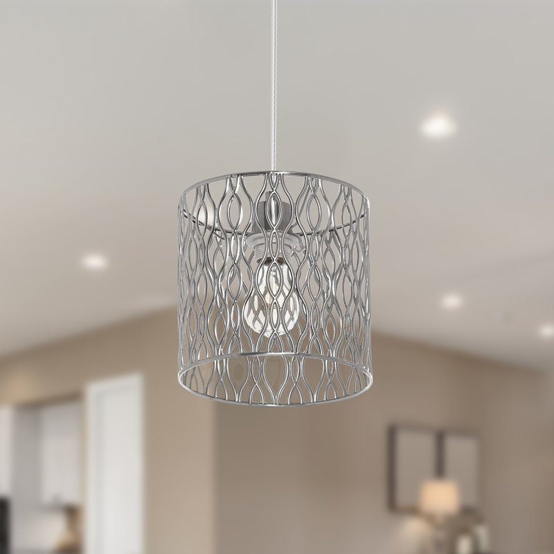 Luminaire suspendu en métal 8,125 "avec abat-jour argenté Asa