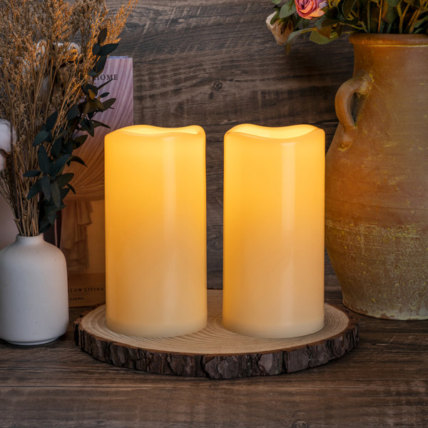 Gold Glitter LED Pillar Candles with Light-Up Ring 3-Piece Set