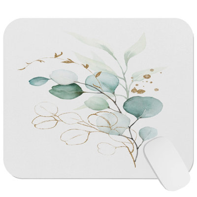 Botanical Watercolor Leaves III Botanicals Leaf Modern Gaming Cute Office Laptop Desk Pad Gift Mat Square Rectangle Non-Slip Mousepad