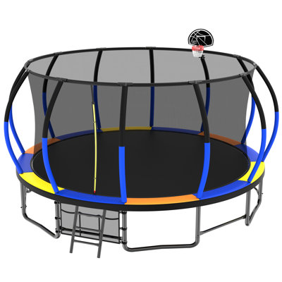 16Ft Trampoline With Enclosurerecreational Trampolines With Ladder And Antirust Coating, Astm Approval Outdoor Trampoline For Kids -  Arts Box Trading, BSTP0081MLT2