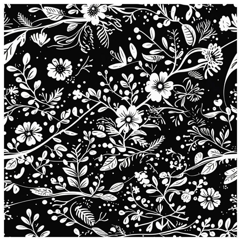 Black White Floral Blankets, 60in W x 80in H
