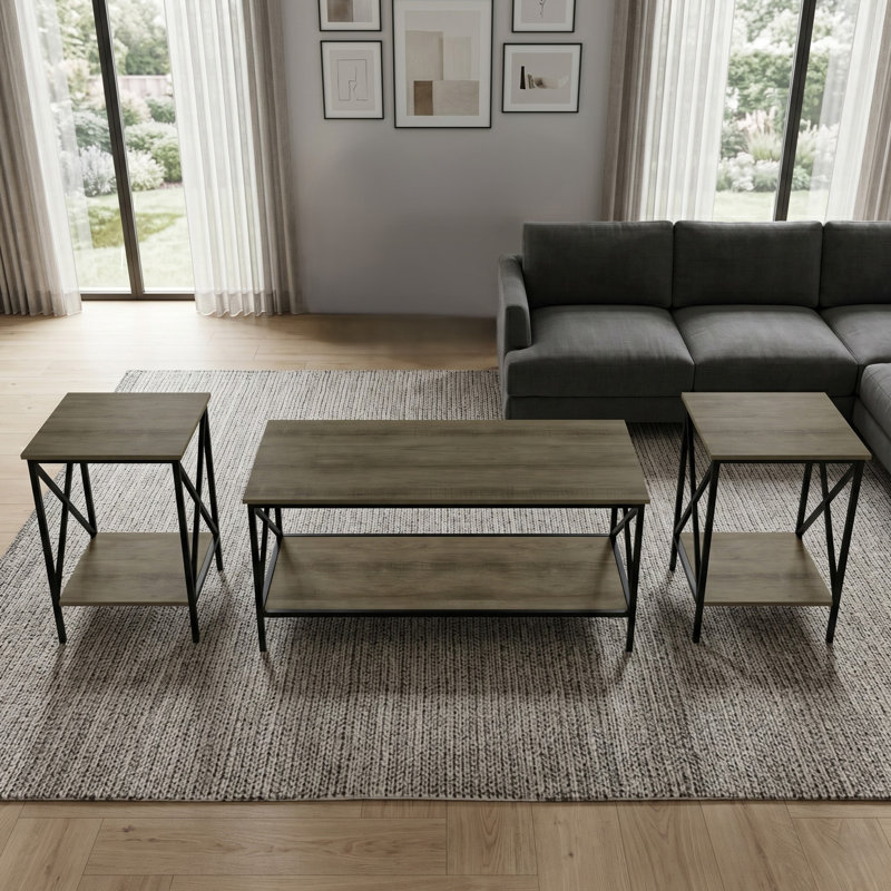 Chanute 3-Piece Coffee Table Set, Light Brown
