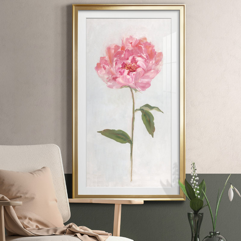" Peony II " Painting Print, Gold Framed, 40" H x 20" W x 1" D