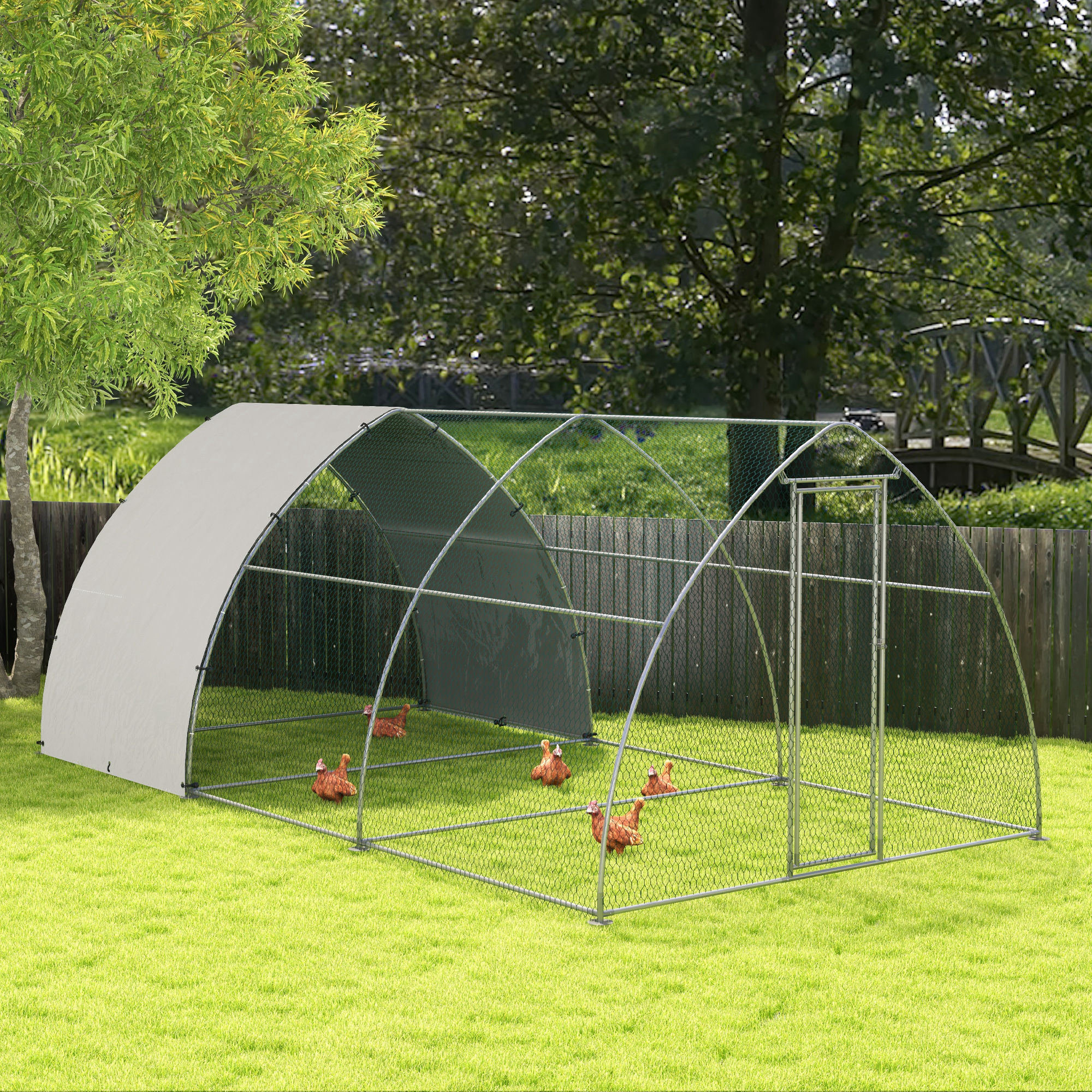 Tucker Murphy Pet™ Chicken Run, Large Metal Chicken Coop With Waterproof And AntiUV Cover, Walk