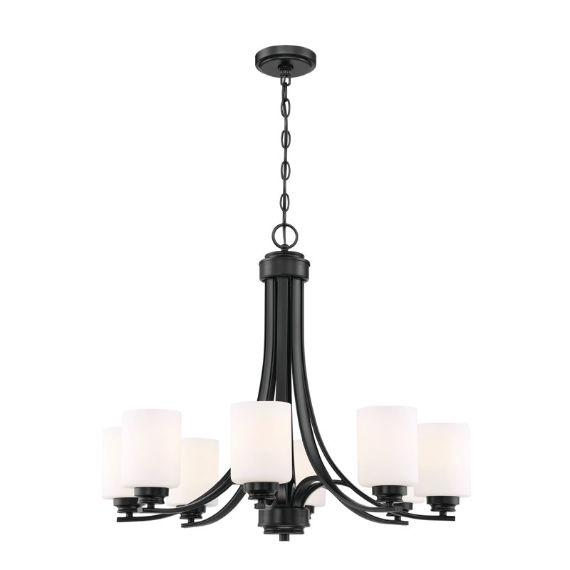 Lustre empire unique à 8 lumières Omer, Blanc givré, Dos plat