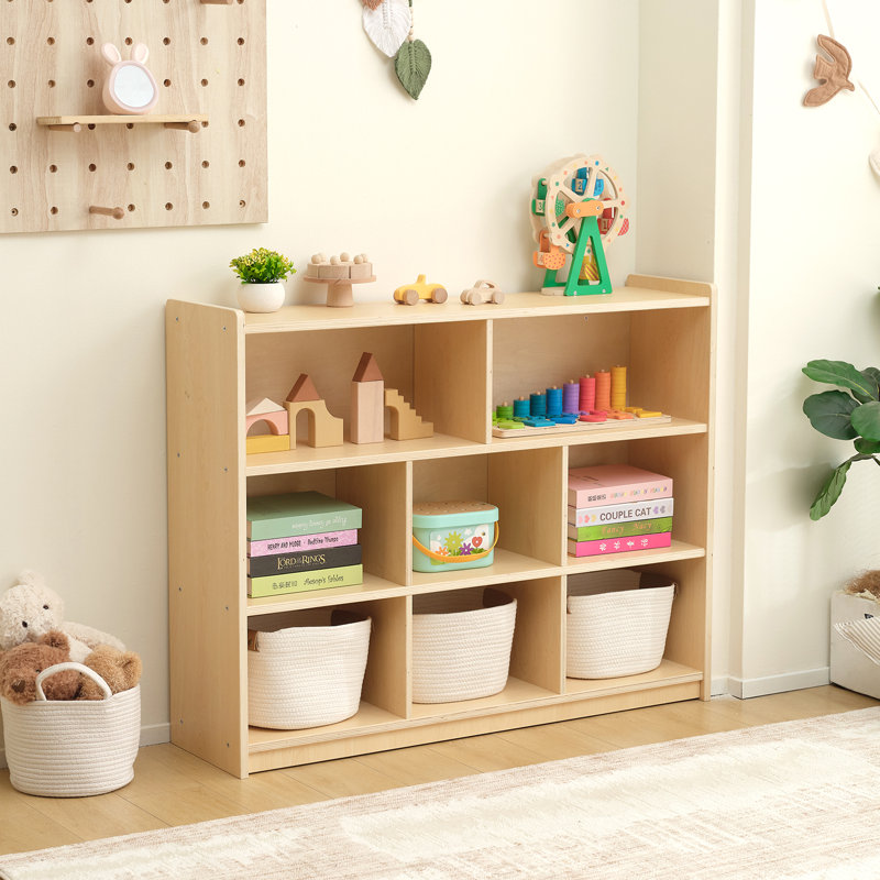 Étagère Montessori à 8 compartiments, rangement de jouets idéal avec dossier H 31,5 po x L 44,6 po