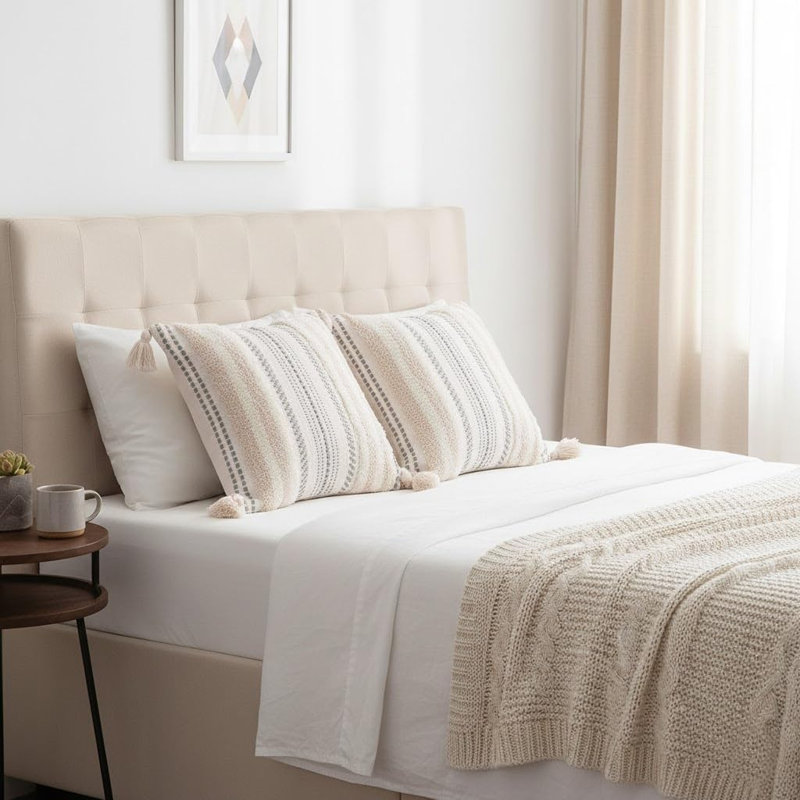 Ensemble de housses de coussin beige et blanc crème 18 x 18