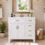 Meuble-lavabo moderne de 36 po avec lavabo en céramique blanc, porte à fermeture en douceur et 4 tiroirs de rangement, offrant un look raffiné avec une fonctionnalité pratique au quotidien.