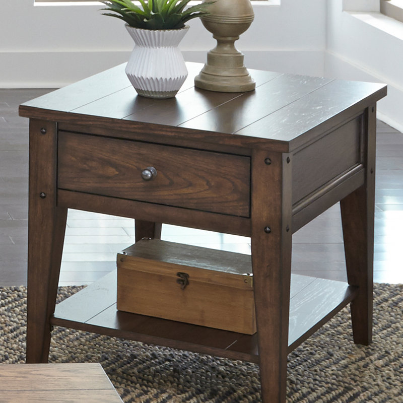 Laron 3 Piece Living Room Table Set w/ Drawers, Dark Brown