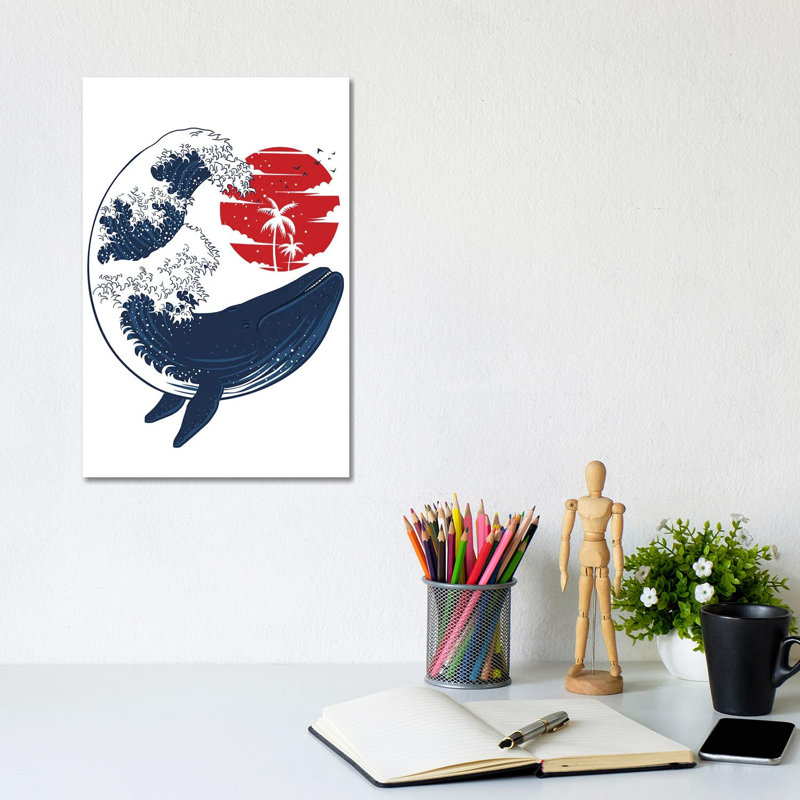 Whale Wave by Alberto Perez - Wrapped Canvas Painting, 30.48cm H x 20.32cm W x 1.91cm D