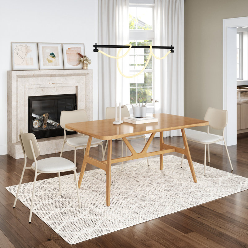 63" Natural Solid Wood Trestle Base Dining Table