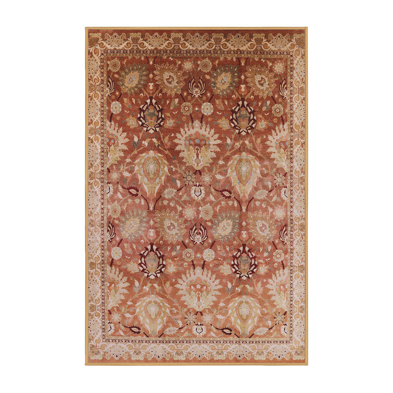 Tapis oriental rouge / vert clair Peder, Rectangle 4 pi x 6 pi