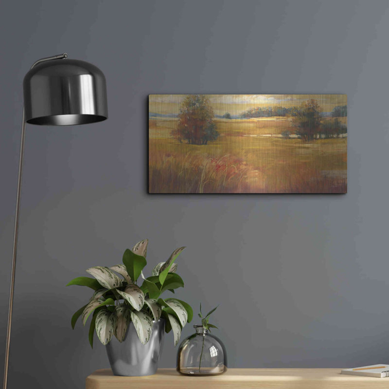 «August Light Golden Sky» par Carol Rowan, art mural en métal, H 12 po x l 24 po