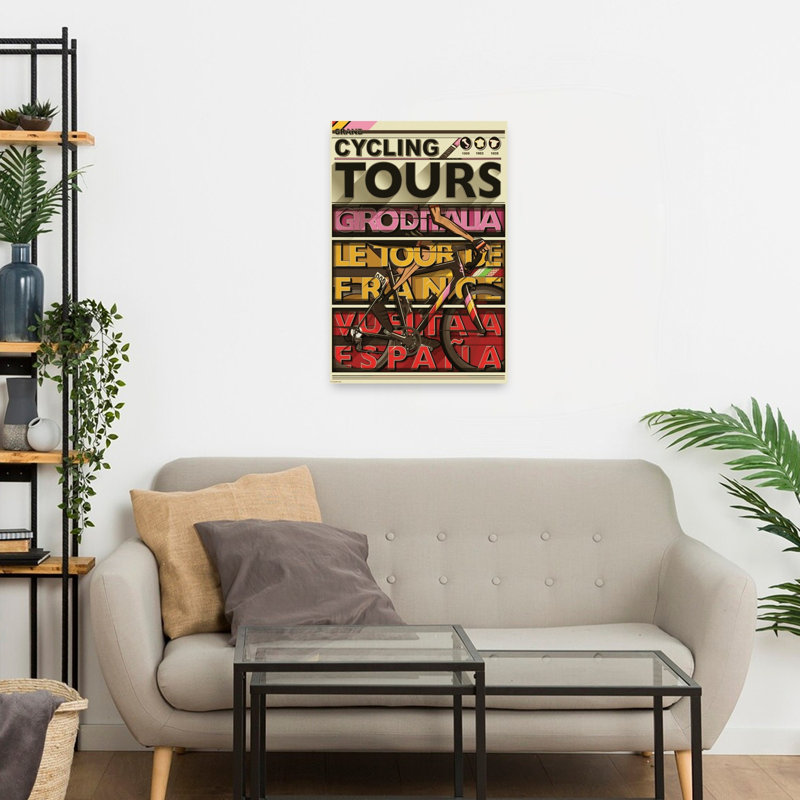 Art mural coloré rétro rétro Grand Cycling Tours, 24" H x 16" W