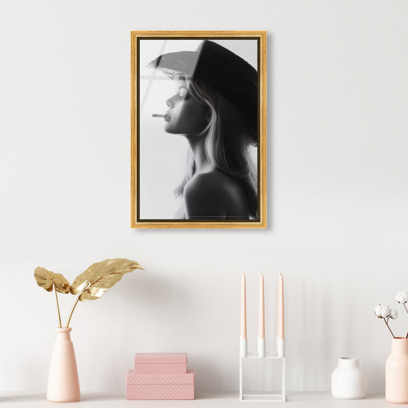 Desert Cowgirl Print, 37"H x 25"W, Gold Floater Frame