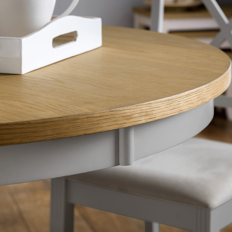 Conklin Round Solid Wood Base Dining Table, Grey