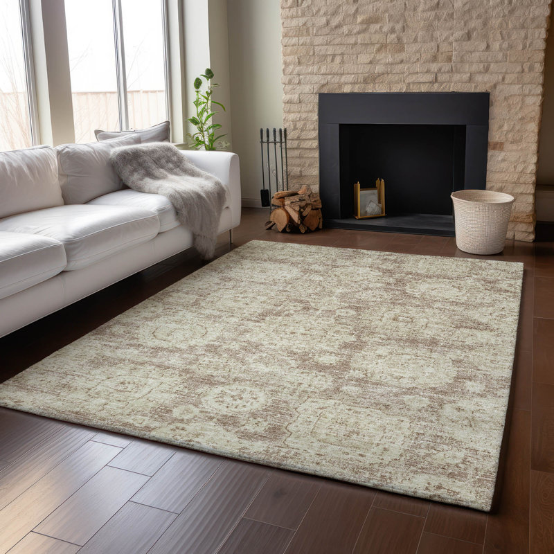 Premium Machine Washable Cerrito Mocha Rug, Rectangle 3' x 5'