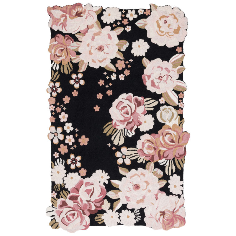 Abren Hand Tufted Wool Pile Floral Rug, Rectangle 5" x 8"