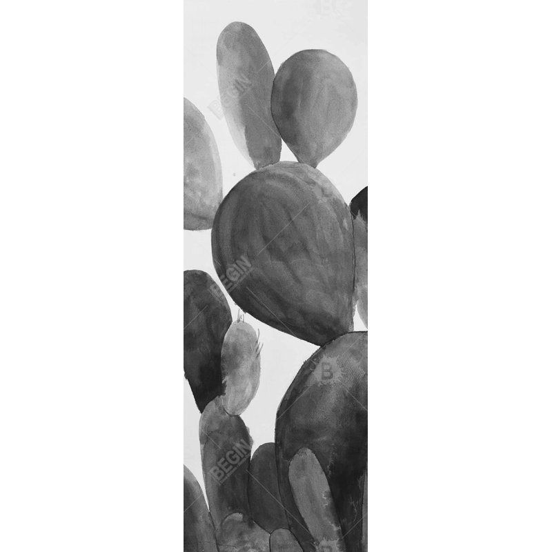 «Grayscale Paddle Cactus Plant» sur toile, H 48 po x l 16 po