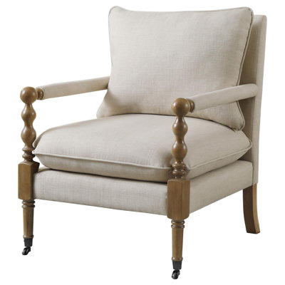 Chaise d'appoint en bois beige avec pieds tournés