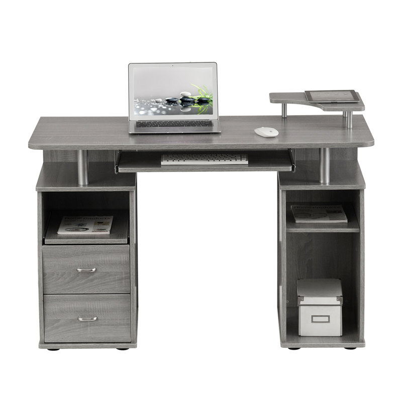 Desk,complete computer workstation desk with storage, Gris