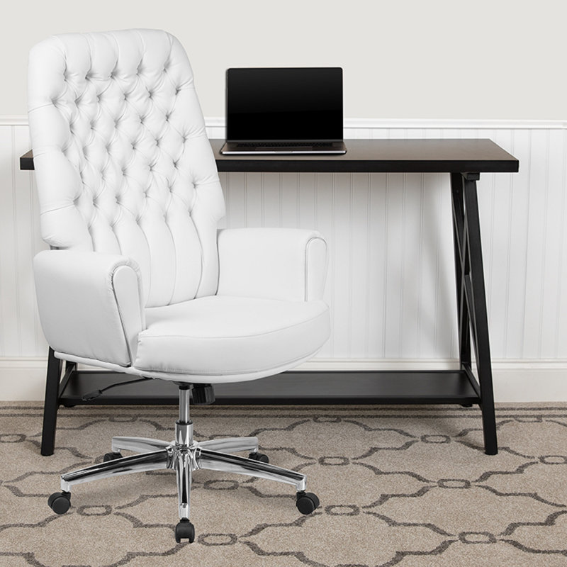 Fauteuil de direction pivotant à dossier haut LeatherSoft, Blanc