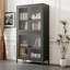 Armoire de rangement classique en métal, vitrine avec 4 portes en verre