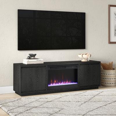 Nieshia Rectangular TV Stand with 26" Crystal Fireplace for TV