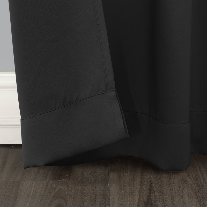 Thermal Blackout Rod Pocket Curtain Panel - Basics by Wayfair™, Black, 40" W x 95" L
