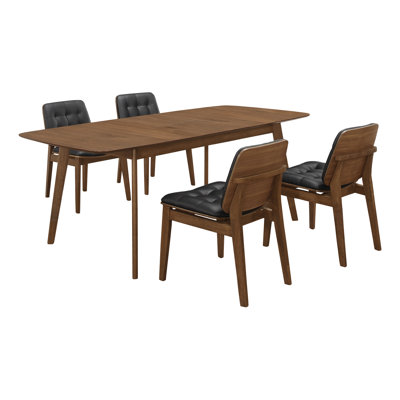 Kevirent Rectangular Dining Set in Black and Brown