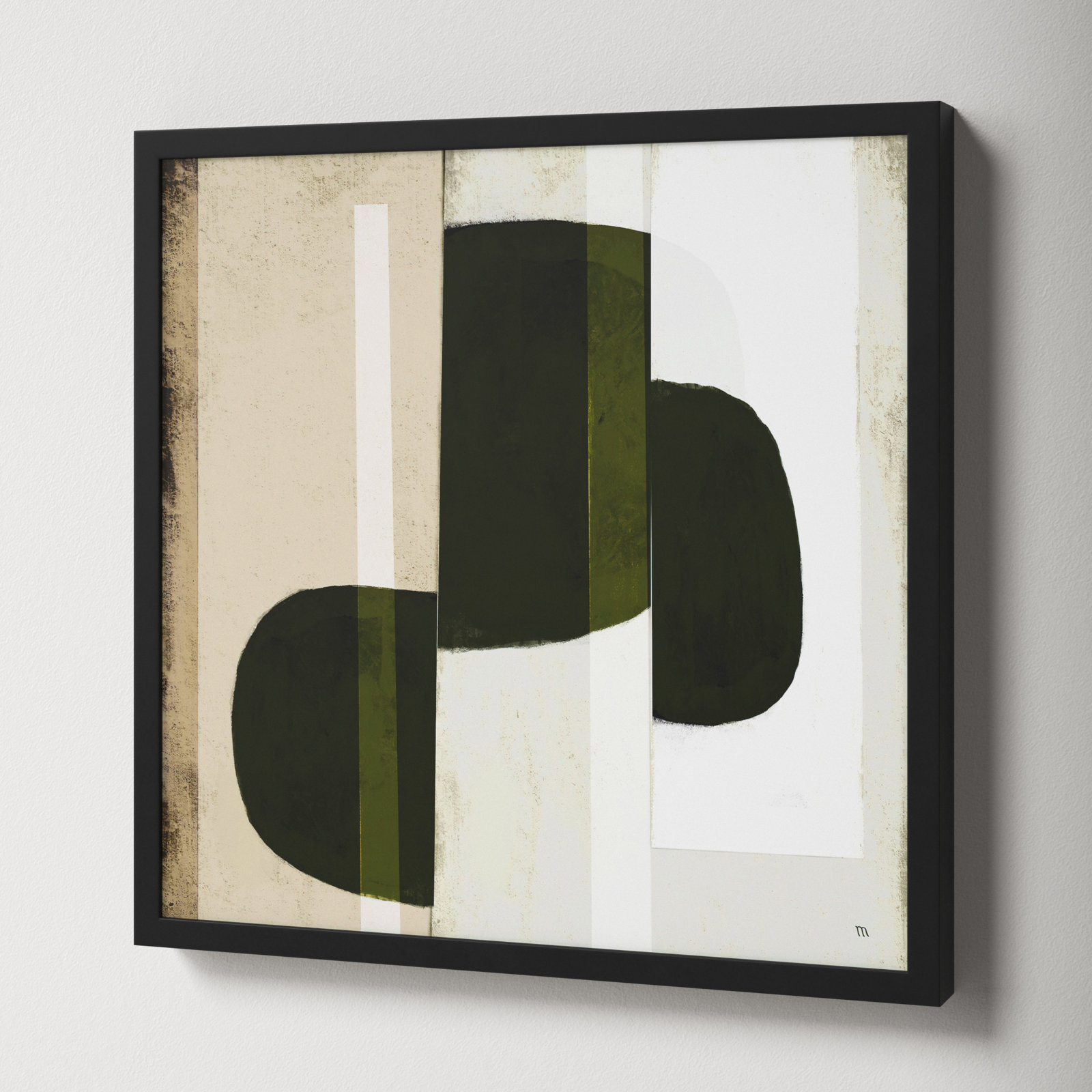 Collage 2 Painting, Black Framed Paper, 30" H x 30" W x 1.25" D