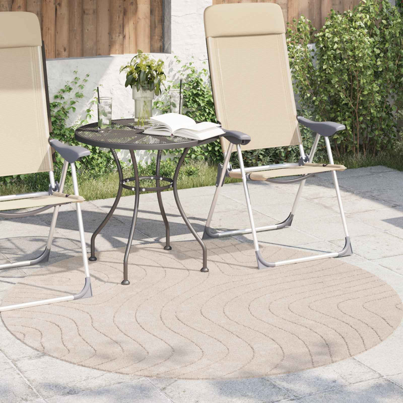 Modern Indoor and Outdoor Rug, Beige, Round 160 cm