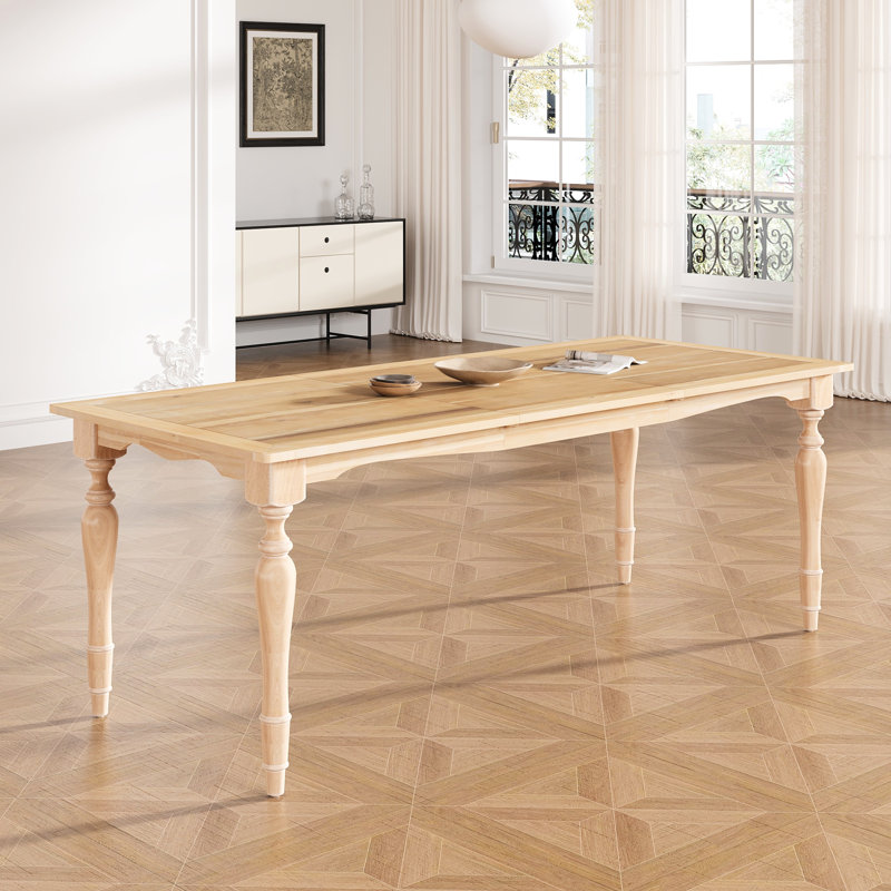 Table de salle à manger en bois massif pour 8 personnes avec rallonge extensible de 82,7 pouces de style rétro avec rallonge de 23,6 pouces - Élégance et fonctionnalité pour la maison