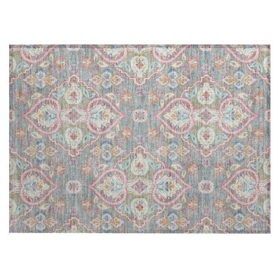 Machine Washable Indoor/Outdoor Husby ACN2207 Bohemian Rug