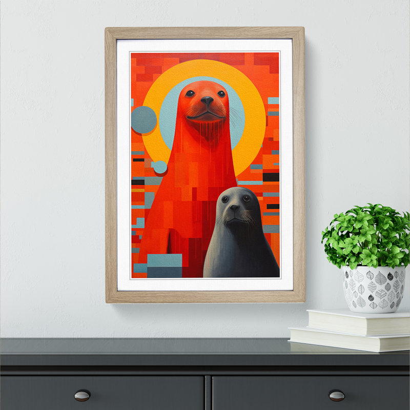 Seal Constructivism - Single Picture Frame Print on Wood, 64cm H x 46cm W x 2cm D, Oak