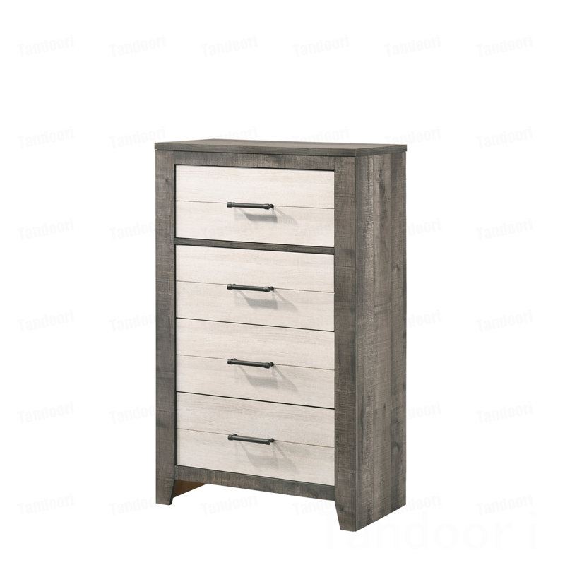 Commode à deux tiroirs avec commode et poignées en métal