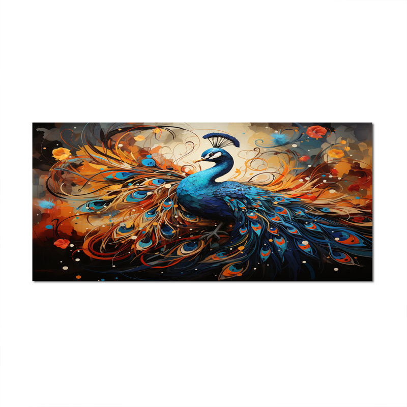 «Peacock Abstract Collage II», reproduction, Toile tendue, H 28 po x l 60 po x P 1,5 po