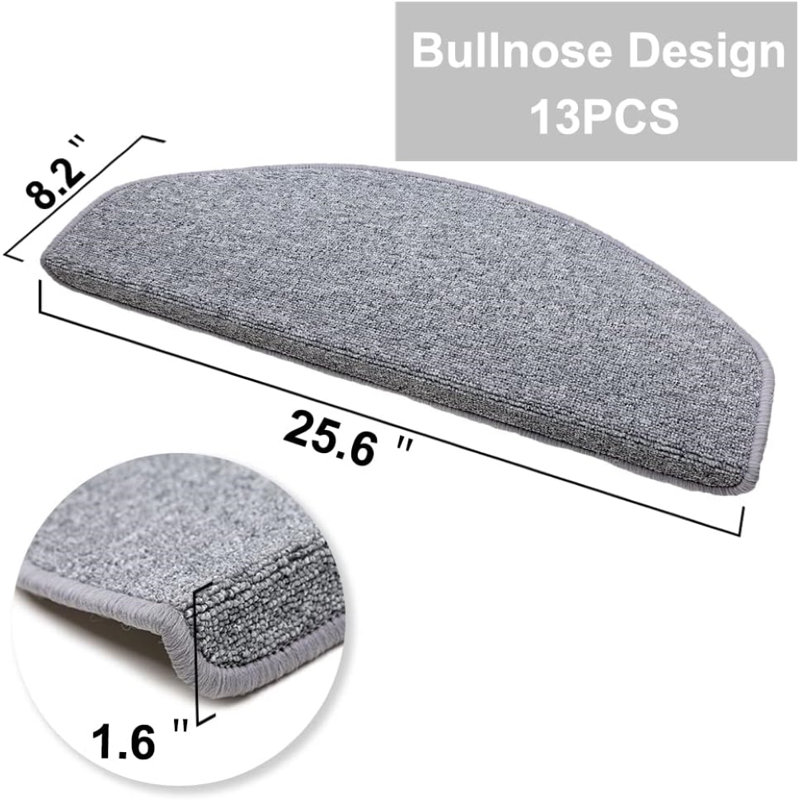 Tapis d'escalier Bullnose, Gris
